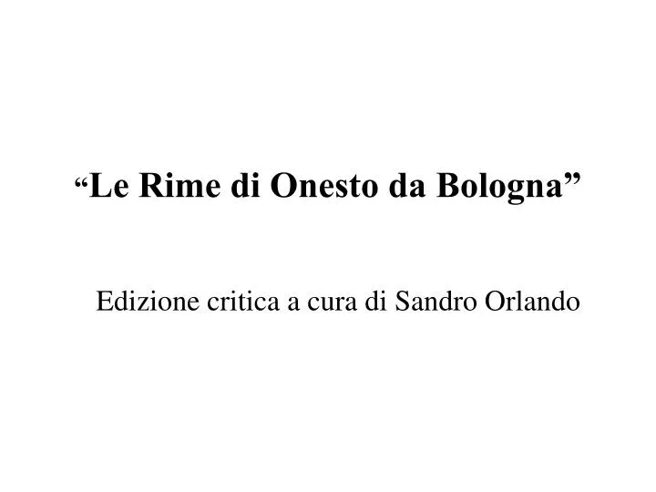 le rime di onesto da bologna