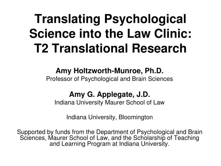 translating psychological science into the law clinic t2 translational research