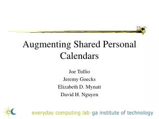 Augmenting Shared Personal Calendars