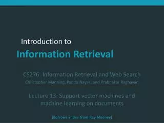 CS276: Information Retrieval and Web Search