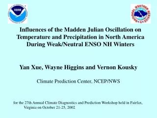 Yan Xue, Wayne Higgins and Vernon Kousky Climate Prediction Center, NCEP/NWS