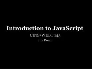 Introduction to JavaScript