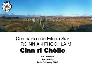 Comhairle nan Eilean Siar 	ROINN AN FHOGHLAIM Cinn ri Chèile