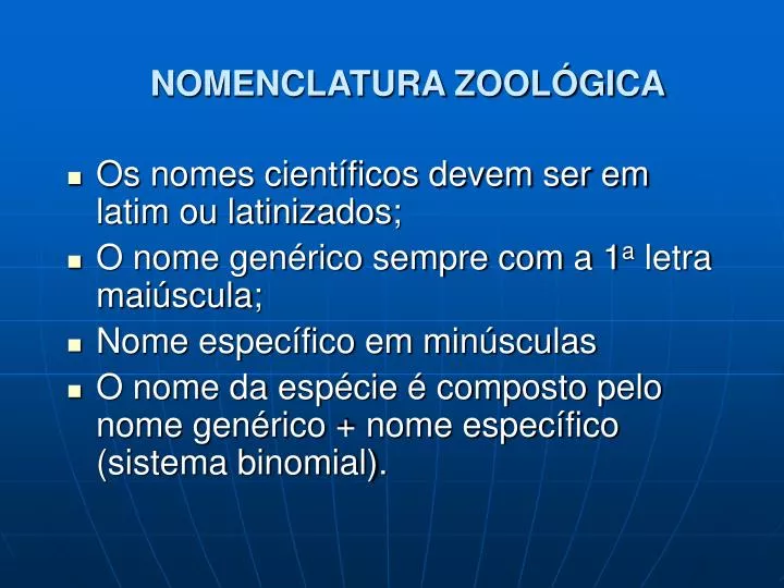 nomenclatura zool gica
