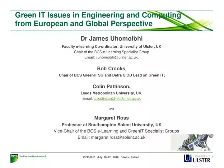 green it issues in engineering and computing from european and global perspective