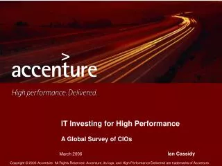 IT Investing for High Performance A Global Survey of CIOs