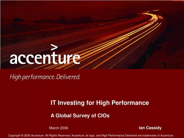 it investing for high performance a global survey of cios