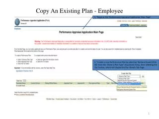 Copy An Existing Plan - Employee