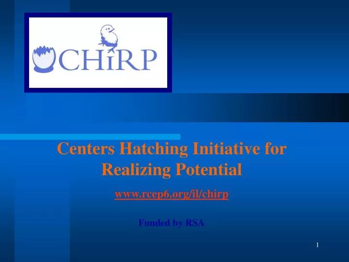 centers hatching initiative for realizing potential www rcep6 org il chirp funded by rsa