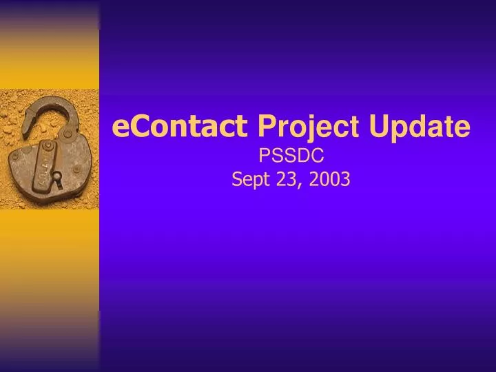 econtact project update pssdc sept 23 2003