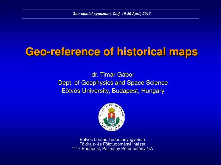 geo reference of historical maps