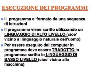 esecuzione dei programmi