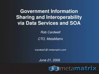 Government Information Sharing and Interoperability via Data Services and SOA