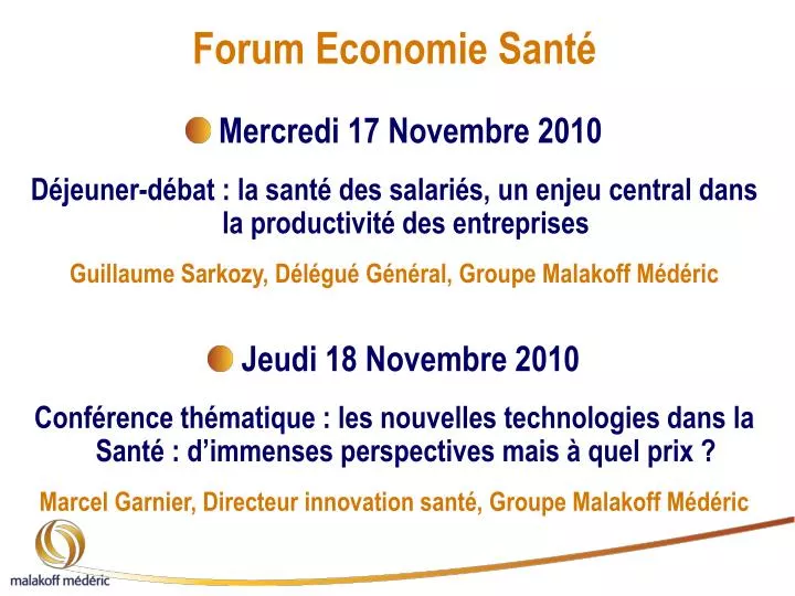 forum economie sant