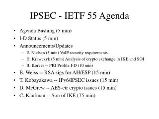IPSEC - IETF 55 Agenda