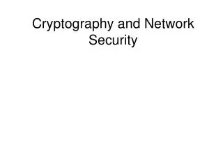 cryptography and network security