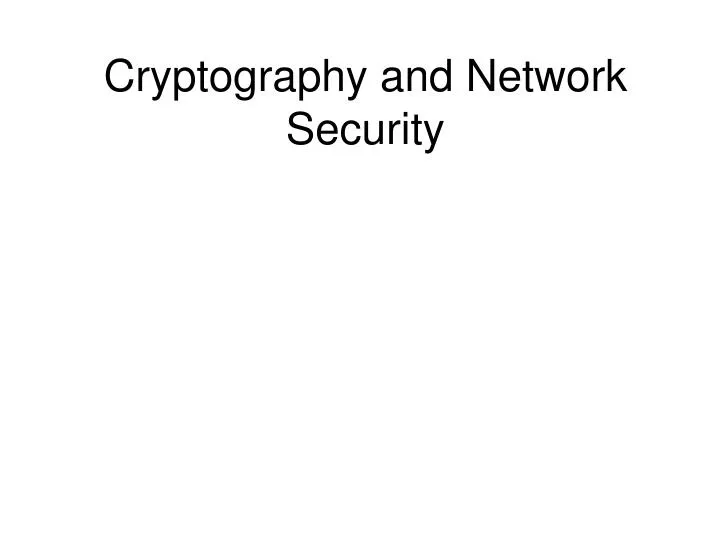 cryptography and network security