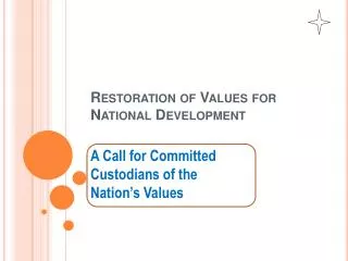 Restoration of Values for National Development