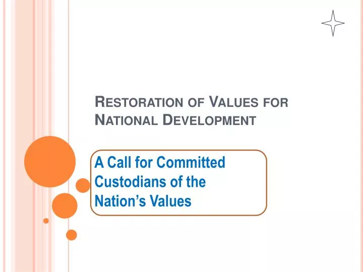 restoration of values for national development