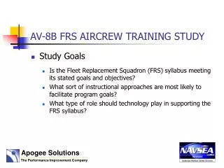 AV-8B FRS AIRCREW TRAINING STUDY