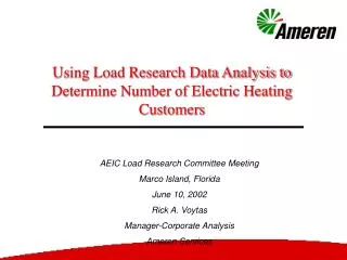 Using Load Research Data Analysis to Determine Number of Electric Heating Customers