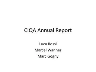 CIQA Annual Report