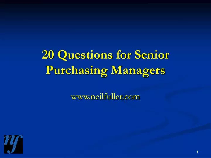 20 questions for senior purchasing managers