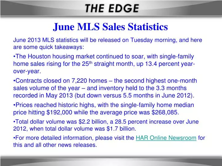 june mls sales statistics