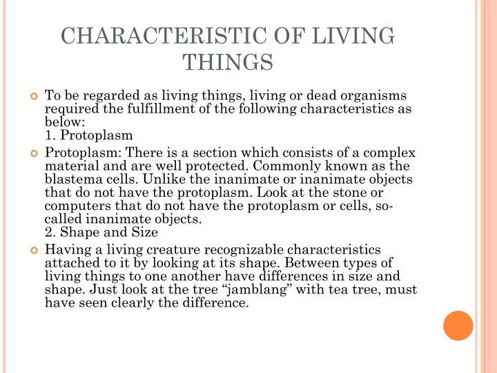 characteristic of living things