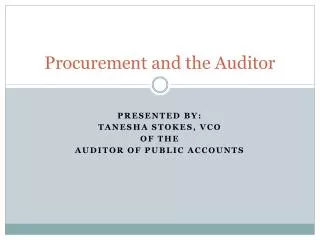 Procurement and the Auditor