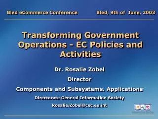 Transforming Government Operations - EC Policies and Activities