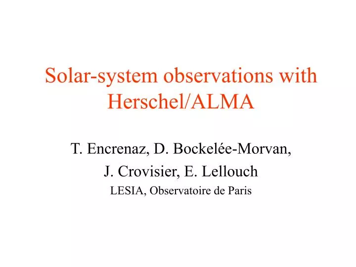 solar system observations with herschel alma
