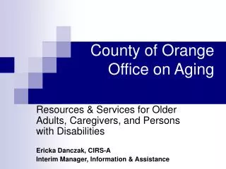 County of Orange Office on Aging