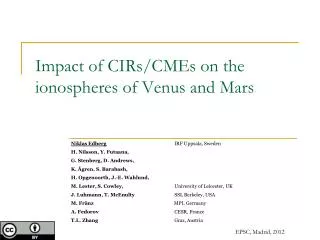 Impact of CIRs/CMEs on the ionospheres of Venus and Mars