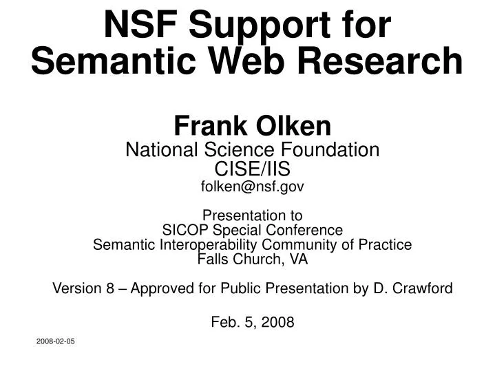 nsf support for semantic web research