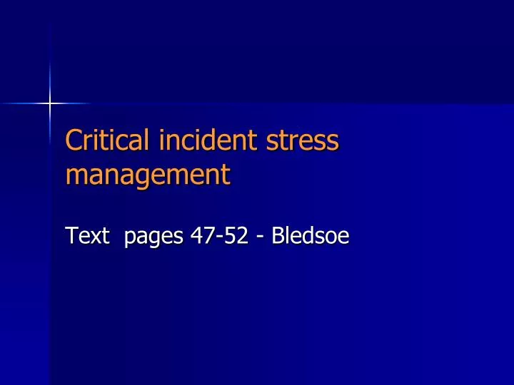 critical incident stress management