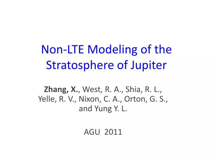non lte modeling of the stratosphere of jupiter
