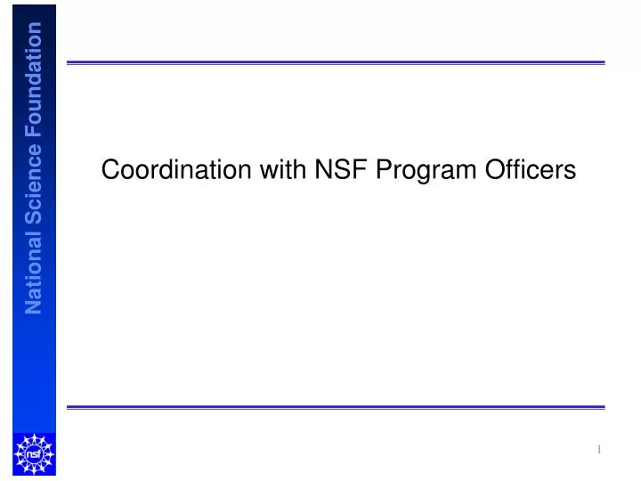 coordination with nsf program officers