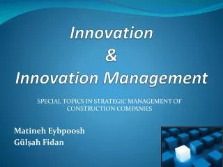 Innovation &amp; Innovation Management