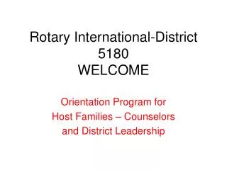 Rotary International-District 5180 WELCOME