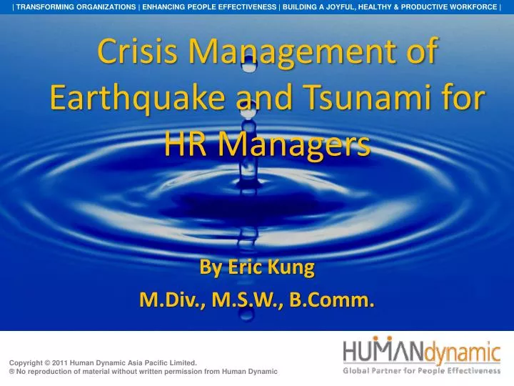 crisis management of earthquake and tsunami for hr managers