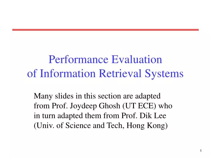 performance evaluation of information retrieval systems