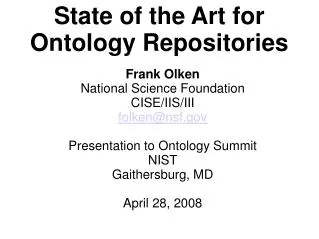 State of the Art for Ontology Repositories