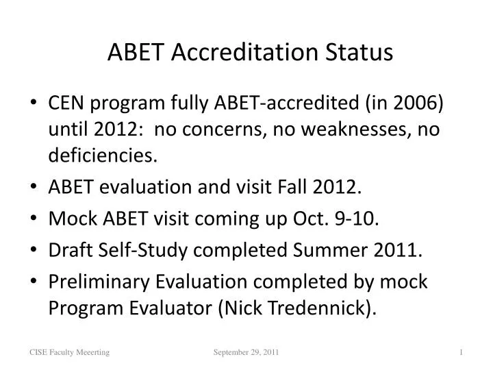 abet accreditation status