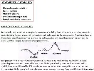 ATMOSPHERIC STABILITY Hydrodynamic stability Parcel method Stability criteria