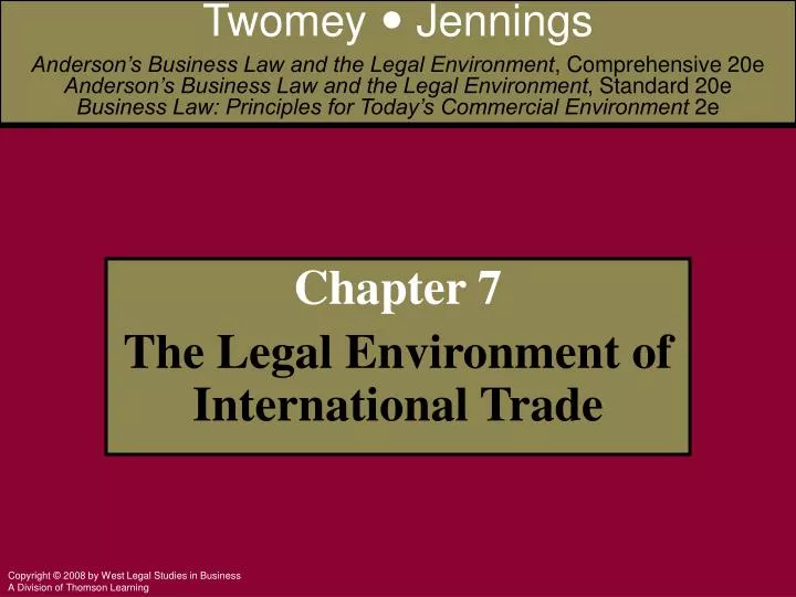 chapter 7 the legal environment of international trade