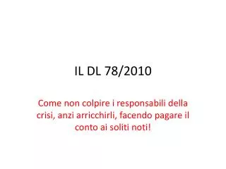il dl 78 2010