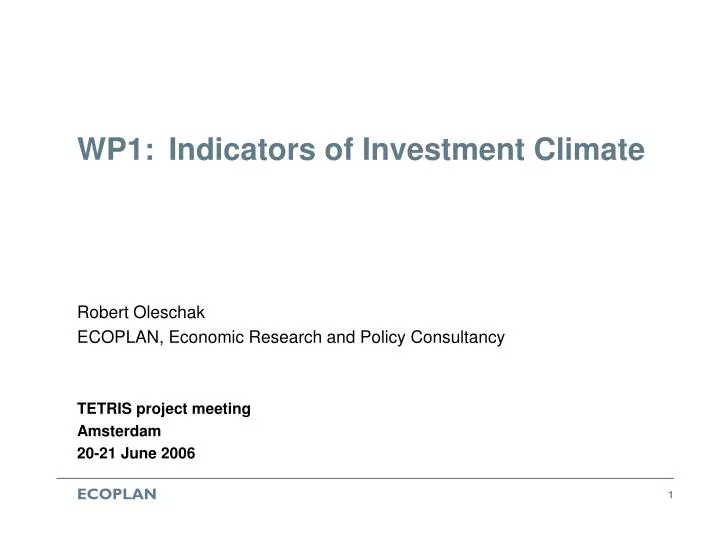 wp1 indicators of investment climate