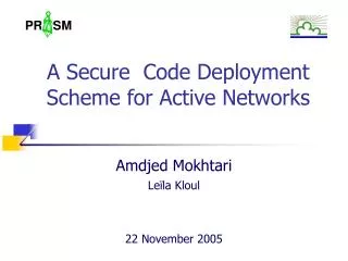 A Secure Code Deployment Scheme for Active Networks