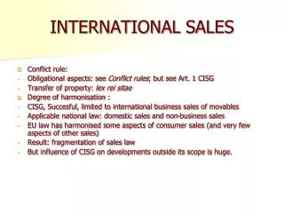 INTERNATIONAL SALES
